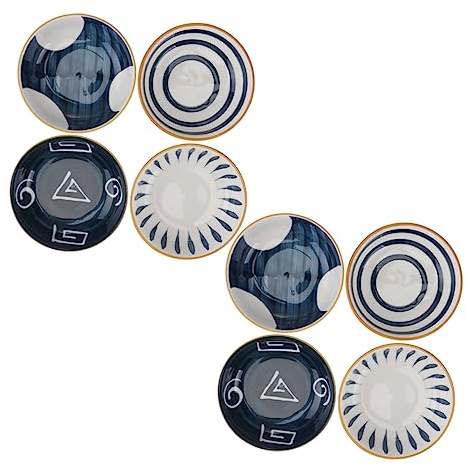 FELTECHELECTR 8pcs Japanese Small Ceramic Dipping Bowls Set Food Sauce Dish Mini Sauce Cups for Sushi BBQ Condiments Serving Appetizer Plates