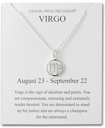 Philip Jones Virgo Star Sign Zodiac Necklace and Quote Card with Zircondia® Crystals