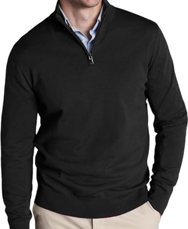 MATINEE S-4XL Mens Fine Knitted Luxury Supersoft Cashmere-Like Crew Neck/V Neck/Zip Neck Sweaters, Fine 12 Gauge Knit Structure