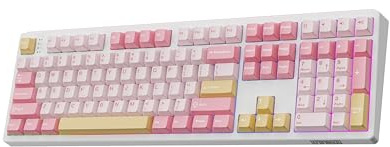 EPOMAKER TH108 Full Size Mechanical Keyboard, Wireless Gaming Keyboard with 8000mAh Battery, Creamy Gasket, 108 Keys, Hot Swap, Custom Driver, RGB Backlight (Pink, Creamy Jade)