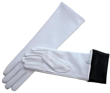 Damen Lange Handschuhe Dünne Seide Gefüttert Lederhandschuhe Weiß Seidenfutter 8,5