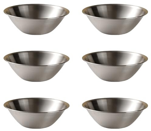 LLINthy 6 ciotole da cucina a forma di V per mescolare insalata in metallo spesso ciotole da zuppa in acciaio inossidabile ciotole da dessert contenitore per alimenti ciotola da cucina durevole