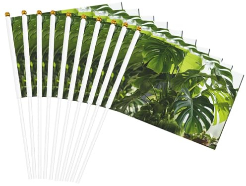 Monstera Deliciosa Drapeau léger avec imprimé palmier bananier pour défilé, décoration d'intérieur, événements, utilisation polyvalente