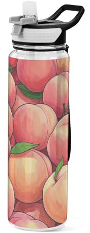 voucong 32oz Carino Cartoon Frutta Pesca Bottiglie di Acqua Tritan In BPA Free non tossico Brocca di Acqua con Beccuccio per l'Esecuzione Portatile