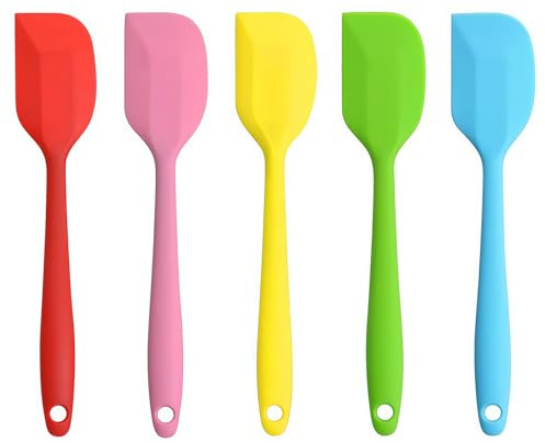 Tyouki 5 Piece Silicone Spatula, Heat Resistant Rubber Spatulas with Stainless Steel Core One Piece Design Non-Stick Flexible Kitchen Utensils for Baking, Mixing, Cooking(21.6cm/8.5 inch)