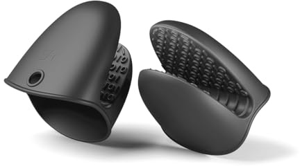 Hoffmann Silikon Fingerschutz, 2er-Set, Anthrazit, Hitzebeständig bis 230°C, Spülmaschinenfesti, für Kochen und Backen, Ofenhandschuhe, Hand-Topflappen
