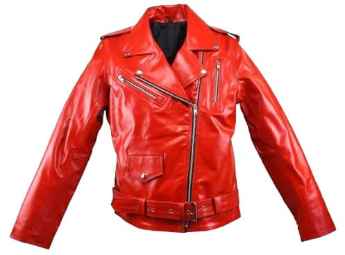 Giacca Chiodo in Vera Pelle, Stile Motociclista, Il Pellettiere Italiano (IT, Numero, 48, Regular, Regular, Rosso)