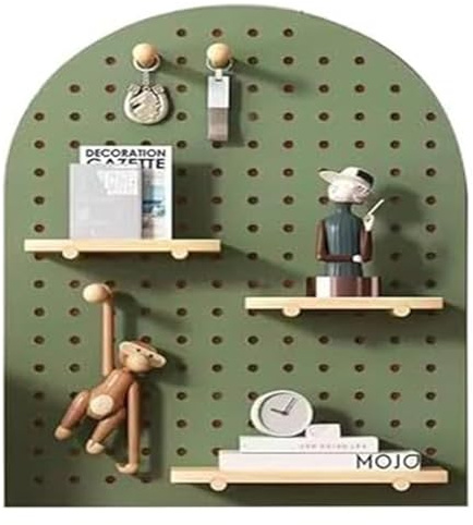 YAYREC Peg Board,Wooden Pegboard, Wooden Pegboard Wall Organiser Organizer Kit Peg Board Combination Mount Display for Home Office Garage(Green,60 * 80cm)