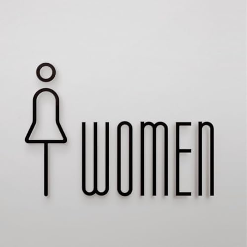 Gettimore Cartello in acrilico per WC, per porta della lavanderia, etichetta da parete Wc, nero