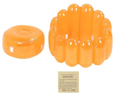 Uppblåsbar Soffa Stol Bärbar Utomhus Blow Up Soffa Transparent Candy Color Hem Vardagsrum Sovrum Casual (Orange)
