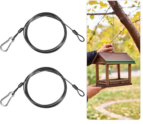 M METERXITY 2-Pack Bird Feeder Hanger with Snap Clip 200cm/79in, Black | 304 Stainless Steel Cable Chain Wire, for Hanging Bird Feeders, Baths, Planters, Baskets, Tree, Lanterns, Yard Decor