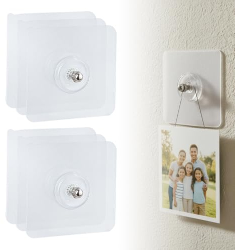Klebenagel,Bilder Aufhängen Ohne Bohren,Klebehaken Bilderrahmen,Bildaufhänger Selbstklebend für Bilder,Poster,Fotos,Dekorative Gemälde (6 Pcs)