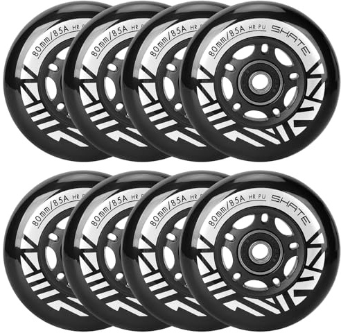 Inline Skate Rollen 80mm 76mm 72mm - 8 Stück Inline Skate Räder 85a inliner rollen mit kugellager ABEC9 | Inliner Skate Räder für K2 Hudora Gonex Apollo (B Silber, A 80MM)