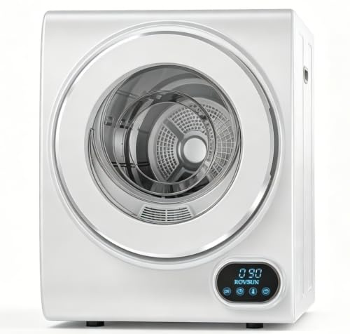 ROVSUN Mini 2.5KG Vented Tumble Dryer, 850W 4 Intelligent Drying Modes | Smart LCD Control/Adjustable Timer/Anti-Wrinkle Tech/Child Lock/Dual Temperature Protection /for Apt, Home, Dorm, RVs, White