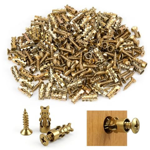 200 PCS Metal Wall Plugs and Screws Set, 6 x 14mm 100 x Expansion Anchor + 100 x Screw for Cabinet Door Hinge and Thread Stripping Repair, Anti-Rotation, Heavy Duty Plasterboard Fixings