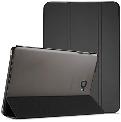 ProCase Hülle für Galaxy Tab A 10.1 2016 T580 T585 T587 Dreifach Falt Klapp Schutzhülle Case, Ultra Dünn Leicht Ständer Schale Shell Smart Cover mit Translucent Frosted Rückhülle –Schwarz