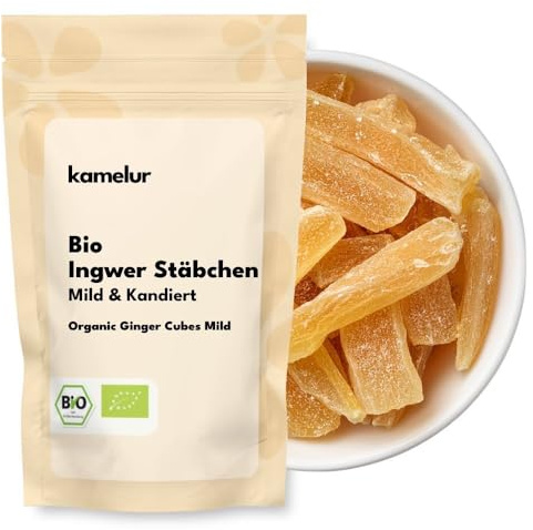 1kg di bastoncini delicati di zenzero BIO: bastoncini di zenzero canditi e zuccherati della migliore qualità biologica, senza solfiti