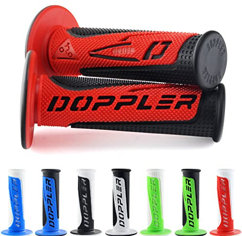 Doppler Radical Motorrad Motorroller Lenkergriffe Motorrad Griffe Griffgummis 2 Stück 1x 22mm + 1x 24-25mm (Rot/Schwarz) Kompatibel mit KSR