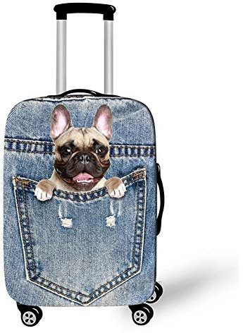 Elastische Kofferhülle Kofferschutzhülle, Treer Reisekoffer Kofferbezug Gepäck Cover Protektor Waschbar Anti-Kratzer Staubdicht Reisekoffer Hülle Cover (Bulldogge,XL(29-32in))