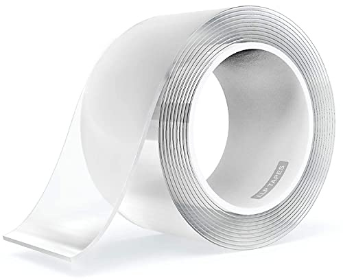 LLPT Dubbelsidig nanotejp 50,8 mm x 10 m x 1 mm stark monteringstejp slitstark geltejp klar spårlös tvättbar avtagbar inga rester för hem kontor butik deco kort affisch fotovägg (SN233)