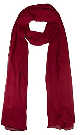WESTEND CHOICE Écharpe en crêpe mousseline pour femme avec nœud Cravate en mousseline crinkle pour femmes Écharpe foulard pour femmes 150x47 cm, bordeaux, taille unique