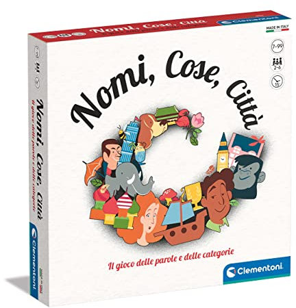 Clementoni - Nomi Cose e Città, Gioco da Tavolo con 29 Carte Categoria, per Bambini 7+ Anni e Tutta la Famiglia, 2-6 Giocatori, Idea Regalo Made in Italy, Lingua Italiana, 16634