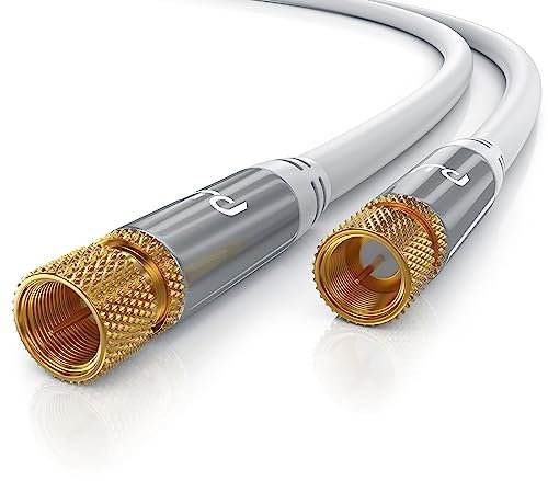 CSL - 20m SAT Kabel 8k 4k HDTV 135dB - Premium SAT Koaxialkabel Satellitenkabel F Stecker - TV HDTV Radio DVB-T DVB-C DVB-S DVB-S2 - Abschirmmaß 135db 75 Ohm - hochdichte 4-Fach Schirmung - weiß