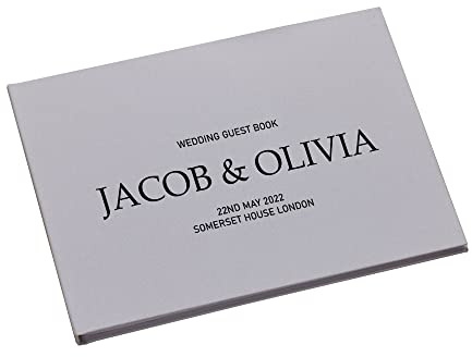 Personalised Modern bold Script Wedding Linen Guest Book Printed