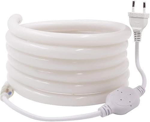 Wisada Neon LED Streifen 5M, 220V Flexibler Wasserdicht Rund Neonstreifen LED Band, 3000K Warmweiß Neon LED Lichtband mit EU Netzstecker für Schlafzimmer, Weihnachtsfeier
