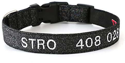 Personalisierte Hundehalsband mit Gestickten ID Pet Name Telefonnummer Verstellbares, Weich & Komfort Nylon Hunde Halsband Für Kleine MittelgroßeHunde (Schwarz：L-23.7)