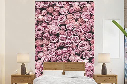 Selbstklebend Tapete Wandpapier Wandaufkleber Fototapete Tapeten Wanddeko 155x240 cm Blumen - Rosen - Natur - Rosa - Botanisch