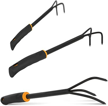 Petite Griffe de Jardin à 3 Dents Cultivateur De Jardin avec Manche Ergonomique à Main pour Jardinage Griffe Piocheuse Efficace et Durable.