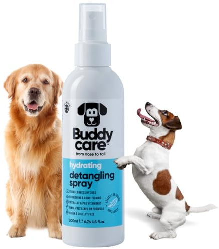 Buddycare | Hundupptrasslande spray | Lättanvänd upptrasslande spray för hundar | Formula utan sköljning, 200 ml (1 st)