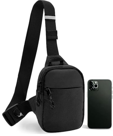 Amacoam Borsa a Tracolla Uomo Donna Zaino Monospalla Crossbody Porta Cellulare Tracolla Donna Borsa Porta Cellulare Nylon, Fascia da Braccio per Cellulare impermeabile Chest Bag, Nero