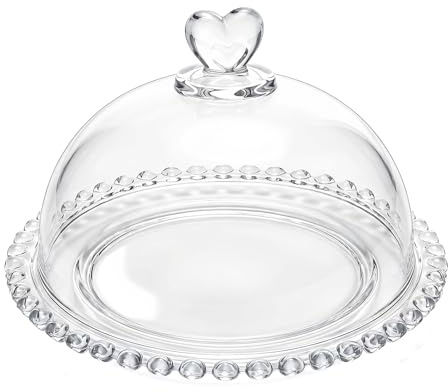 Abaodam Glass Food Display Plate with Dome Lid Serving Tray with Lid for Snacks Dried Fruits and Nuts Transparent Food Storage Tray for Home Hotel and Restaurant Use