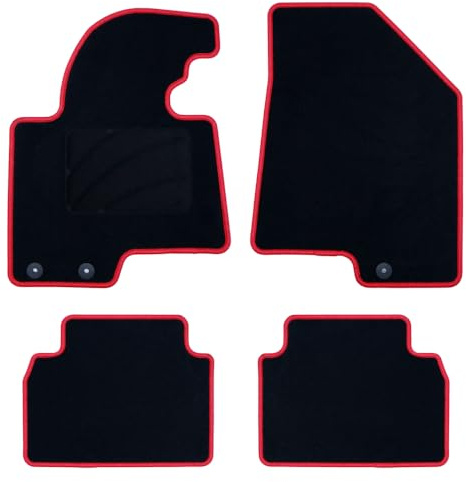 OCC DESIGN - Custom Fußmatten, kompatibel mit Kia Sportage (2010-2016), hochwertiger Teppich, Velours/Polypropylen, originale Verankerung, rutschfester Rücken, Fersenkappe, rote Zierleiste
