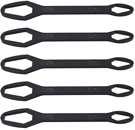 BestAlice - Juego de Llaves Universales de 2 Piezas, 8 a 22 Mm, Herramientas de Llave Ajustable de Autoapriete de Doble Punta, Juego de Herramientas Manuales de Llave Ajustable Multifuncional(Negro)