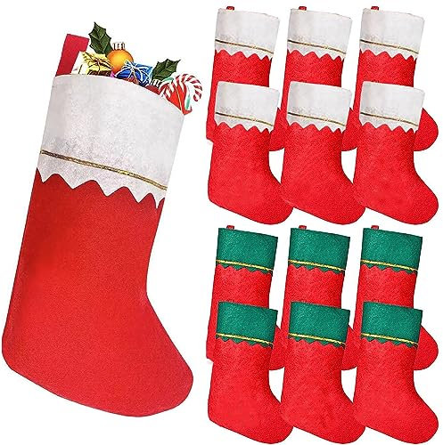 XineYuor Weihnachtsstrumpf Kamin,12PCS Groß Weihnachtsstrumpf Nikolausstrumpf für Weihnachtsdeko,Nikolausstiefel Weihnachtssocken zum Befüllen Aufhängen für Kamin,Wand,Treppe,Weihnachtsbaum