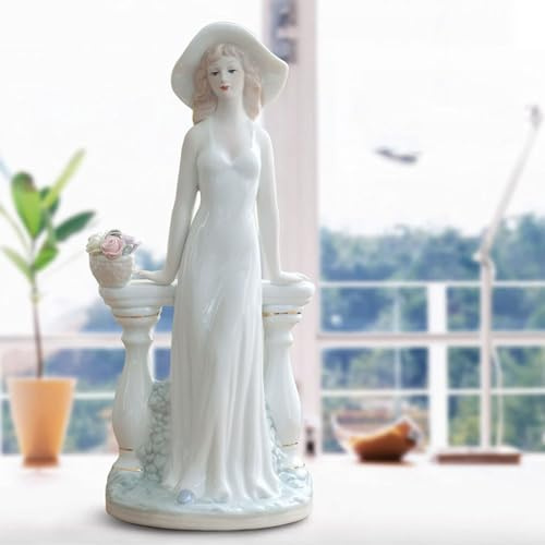 JTBDWOSK Keramik Göttin Moderne Figur Skulptur Mädchen Porzellan Statue Deko Frauen Figuren Ornament Für Wohnzimmer Tischdeko Büro Schreibtisch Handwerk Sammelfigur Deko,I