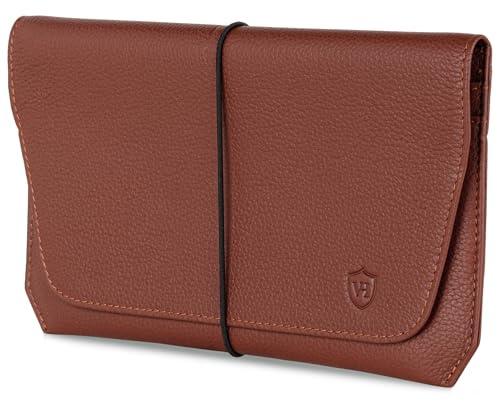 VON HEESEN Leder Reisepasshülle mit RFID-Schutz - Passport-Hülle aus echtem Leder - Reisepass-Organizer für stilbewusste Damen & Herren in Cognac Braun