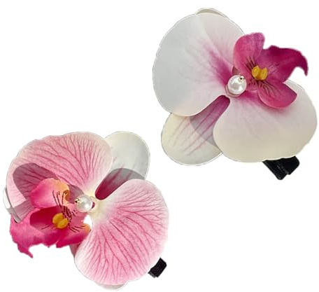 Shuade Haarnadeln mit rosa Blumen, Orchideen, stilvolle Haarspange für Damen und Mädchen, elegante Bohemien-Braut-Haarschmuck, Bühnen-Haarspange, 2 Stück