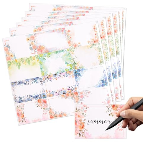 HICOHAND Name Tag Labels, 240 PCS Floral Label Stickers Self Adhesive Flower Tag Stickers with Blank Decorative Lable Stickers for Jars Jam Canning Food Containers Labels
