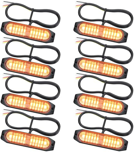 EYPINS Luces Intermitentes LED de Advertencia de Emergencia, 8X 12W, 22 Modos, Luz Ámbar Estroboscópica para Camión, Tractor, Coche, Carretilla Elevadora, 12/24V