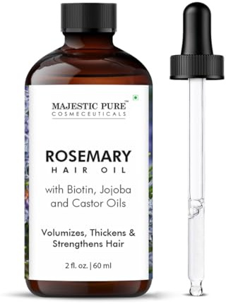 Majestic Pure Rosmarinöl mit Biotin, 60ml | Stärkung, Pflege und Volumenbildung, Formel mit Jojobaöl und Rizinusöl nicht