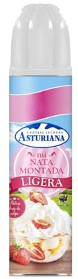 Nata Montada en Spray Central Lechera Asturiana (250g) Tradicional, Sin Lactosa y Ligera - Productos Refrigerados - (3 BOTES SPRAY, Nata Montada Ligera 250g)