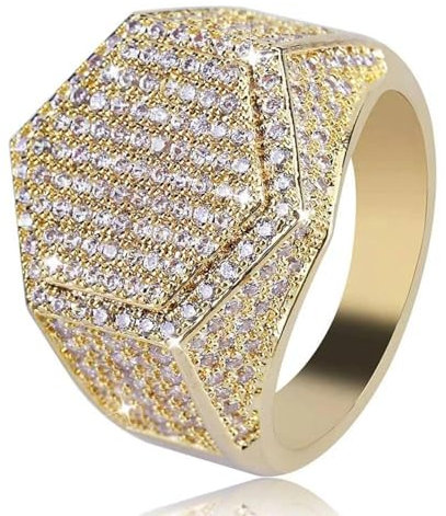 Hasdnker Ring Ringe Damen Bijouterie Herren Trendy Hip Hop Rock Männer Ring Luxus Gold/Silber Farbe Voll Bling Iced Out Cubic Micro Pave Ringe Hochzeit Party Schmuck 10 Goldfarbe