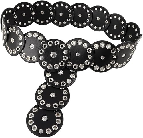 TOFBS Cintura Donna Circolare Traforata Decorativa Borchie Metalliche Elegante Accessorio Vita Alta Stile Unico moda Italiana