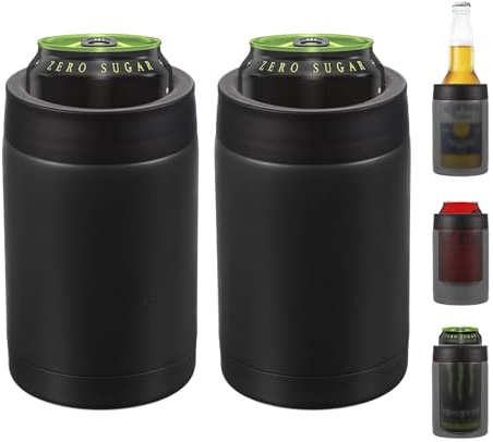 PATIKIL Slim Can Cooler, 2 Pcs 12oz Skinny Can Insulated Beer Sleeve Drink Holder for Beer Soda Coffee Regular Cans and Bottles, Black