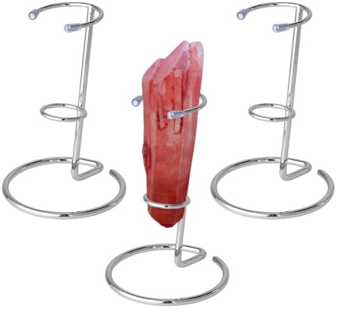 NBEADS 3 Pcs Crystal Wand Display Stand, Rock Display Stands Iron Arms Display Stand Display Easel Holder for Small Gemstones Crystal Mineral Agate, 8.5x12.5cm, Platinum