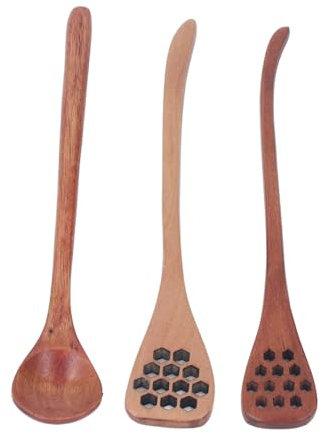 3PCS Honey Dipper Sticks, Wooden Honey Dipper Mini Honey Spoon Long Handle Honey Stirrer Stick for Honey Jar Dispense Mixing Stirrer